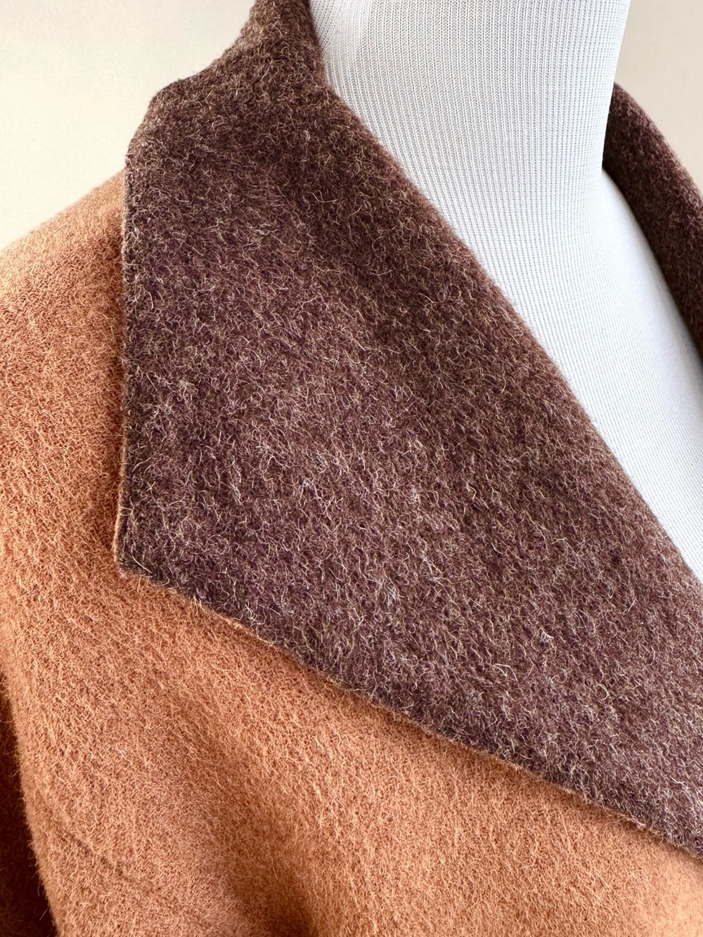 Reversible Brown/Camel Alpaca Wool Blend Coat Size Women's Large Soft Oversized - Picture 10 of 15